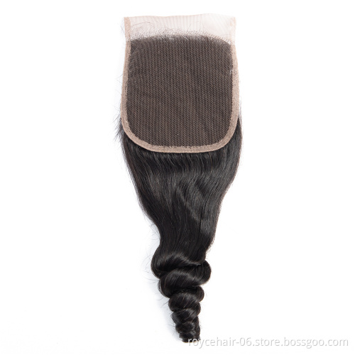 Raw Virgin Unprocessed Brazilian  4X4  Super Fine Straight Hair Swiss Lace Closure With Baby Hair